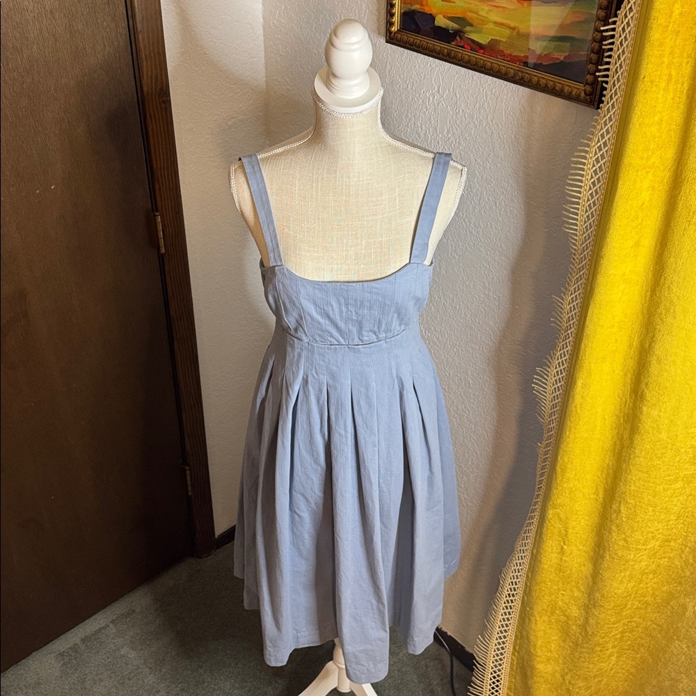 XS Loved You All Along Slate Blue Tie-Back Cutout Midi Dress - Picture 9 of 10